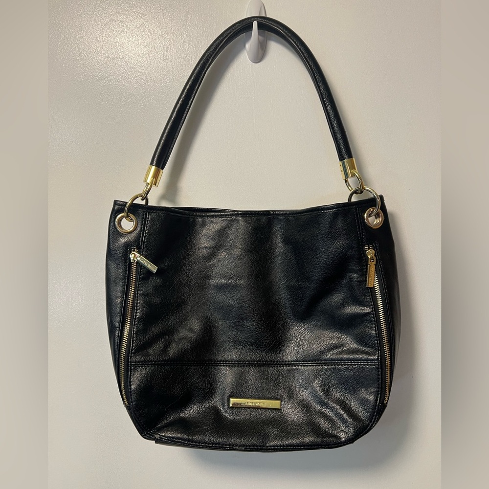 Anne Klein Black and Gold Shoulder Bag with Hobo Design